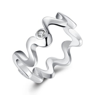 Fashion Silver Waves Shaped Ring for Women LKNSPCR029