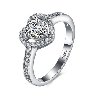 Classic Heart Shape Diamond Ring for Women LKN18KRGPR807-C