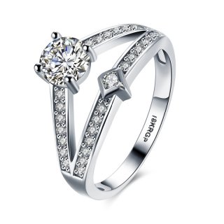 925 Sterling Silver Diamond Ring for Women LKN18KRGPR824-C