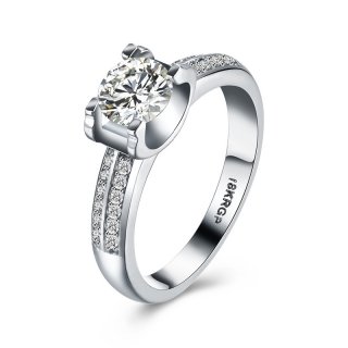 Classic Silver Diamond Ring for Women LKN18KRGPR811-C