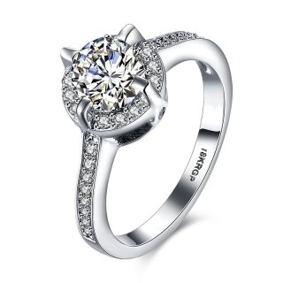 Luxury Female Silver Diamond Ring LKN18KRGPR809-C