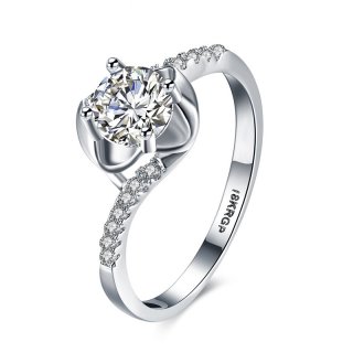 Classic Diamond Female 925 Sterling Silver Ring LKN18KRGPR805-C