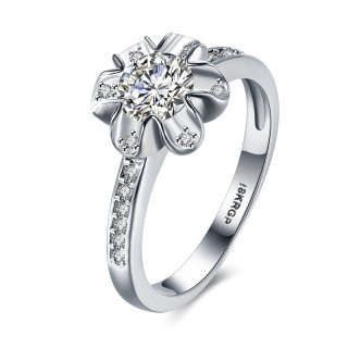 Flower Shape 925 Sterling Silver Ring for Women LKN18KRGPR840-C