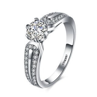 Classic Sterling Silver Diamond Ring for Women LKN18KRGPR819-C