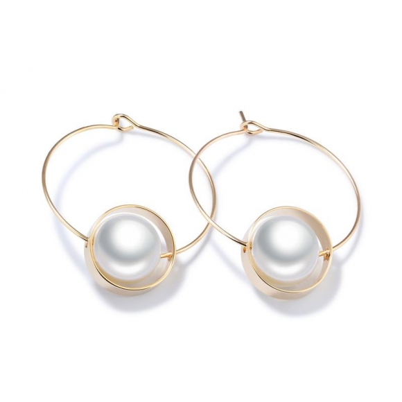 Fashion Simulated Pearl Circle Earrings Drop Earrings For Women KE700