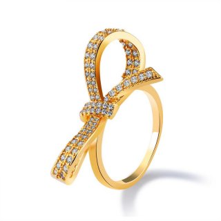 Fashion Creative Diamond Yellow Gold Jewelry Women Rings KJ063