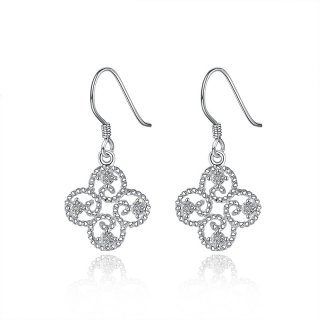 Creative Solid 925 Sterling Silver Clover Earrings for Women