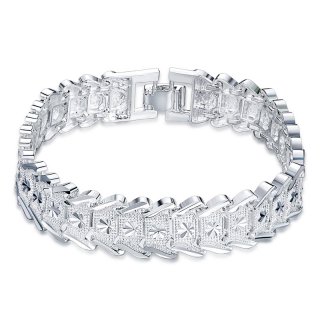 Geometric Shape Silver Plated Charm Bracelet for Girls