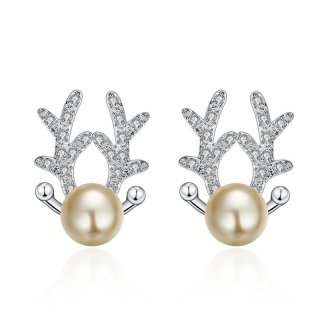 Hot Selling Deer Head Pearl Earrings for Girls