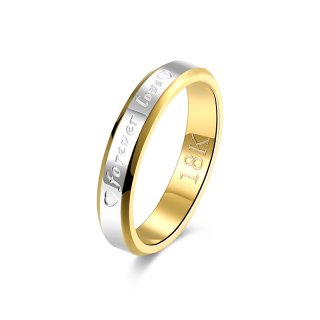 Fashion Yellow Gold Forever Love Couple Finger Ring Stainless Steel Jewelry Rings For Women