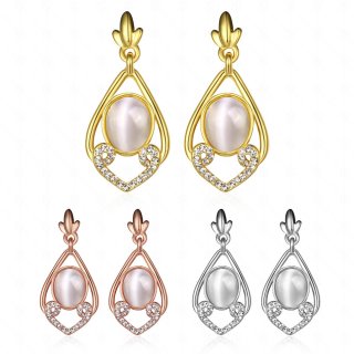 Fashion Elegant Opal Stone Paved Waterdrop Earrings Jewelry For Women