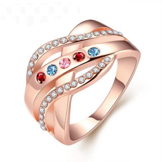 New Arrival Colorful Hollow Double Zirconia&Crystal Ring Jewelry For Women