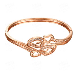 New Design Stylish Elegant Bangle Bracelet Heart Leaf with Crystal Jewelry for Women Girl