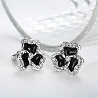 New Arrival Classic Plant Design Flower Inlaid Clover baking Earrings Fashion Jewelry For Women