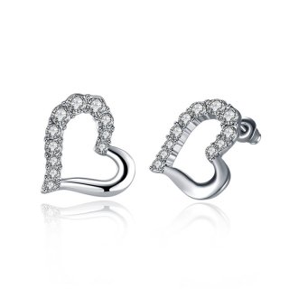 Heart-shaped Design Crystal Ring Anti Allergy Earrings Fashion Jewelry For Women