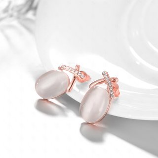 Opal Earrings Inlaid Crystal Rhinestone Beauty Heart Shape Earrings Fashion For Women