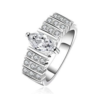 Crysta Horizontal Three Rows Of Stones Style Round Zircon Ring Jewelry Fashion For Women