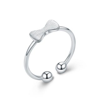 925 Sterling Silver Adjustable Bowknot Ring For Women