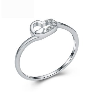 Heart to Heart 925 Sterling Silver Diamonds Women Jewelry Ring