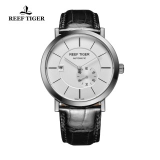 Reef Tiger Business Watch Ultra Thin Stainless Steel White Dial Automatic Watch RGA161-YWB
