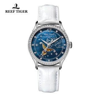 Reef Tiger Fashion Watch Black MOP Dial Automatic Steel Lady Watch RGA1550-YLWD