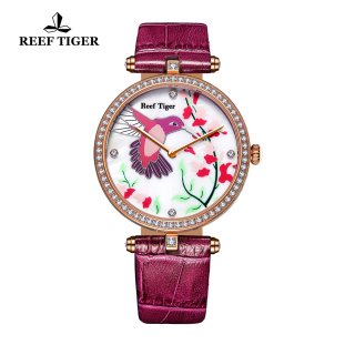 Reef Tiger Fashion Watch White MOP Dial Quartz Rose Gold Lady Watch RGA1562-PWPD
