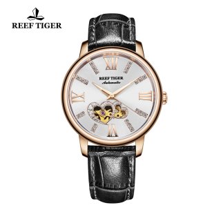 Reef Tiger Fashion Lady Watch Silver Dial Automatic Rose Gold Watch RGA1580-PWB
