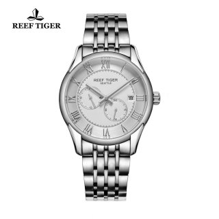 Reef Tiger Business Watch Stainless Steel White Dial Automatic Watch RGA165-YWY