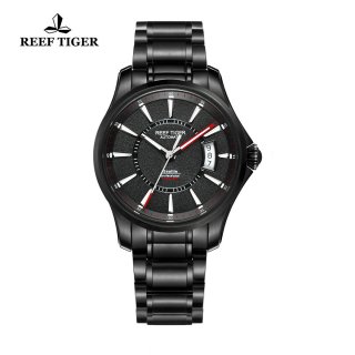 Reef Tiger Sports Watch Black DLC Black Dial DLC Bracelet Automatic Watch RGA166-BBBR