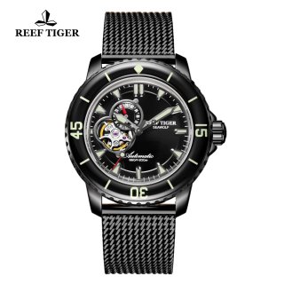 Reef Tiger Sea Wolf Dress Automatic PVD Black Dial Black RGA3039-BBBS