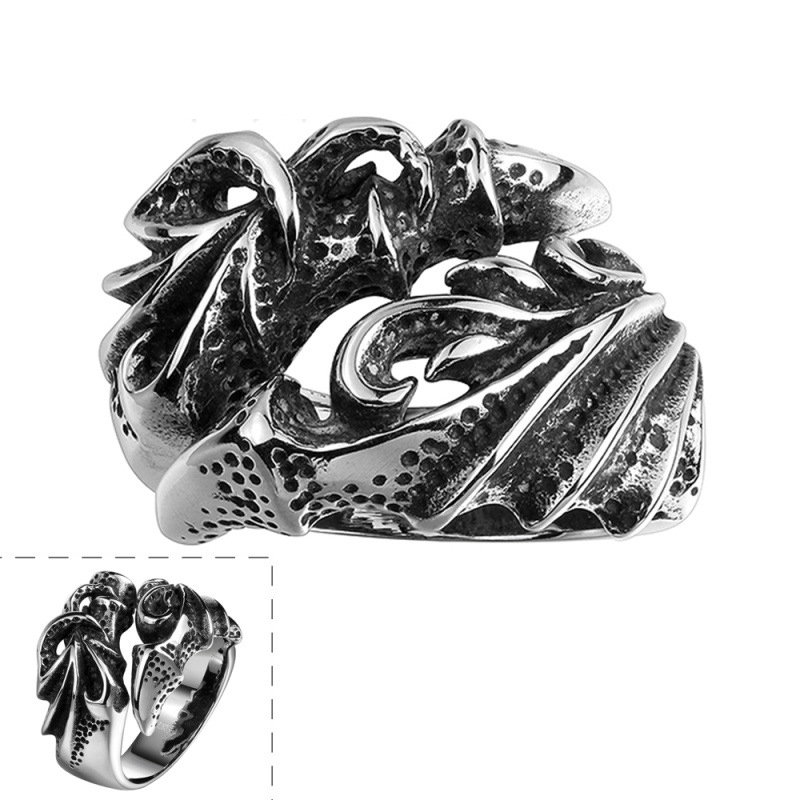 Hot Sale Punk Design Fire Dragon Claw Ring Unisex Flame Dragon 316L Stainless Steel Biker Rings Jewelry Low Pirce for Men