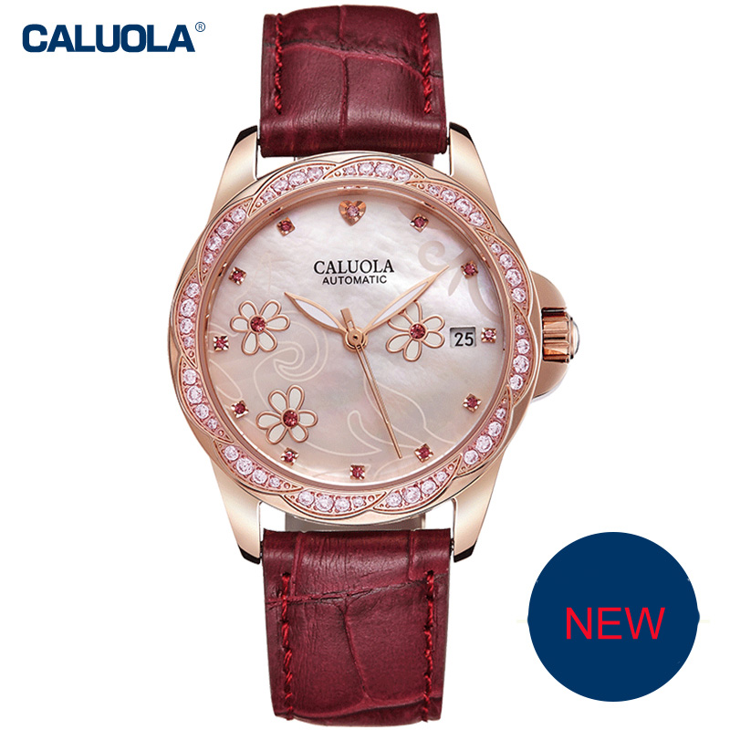 Caluola Fashion Watch Automatic Date Diamond Women Watch CA1193ML