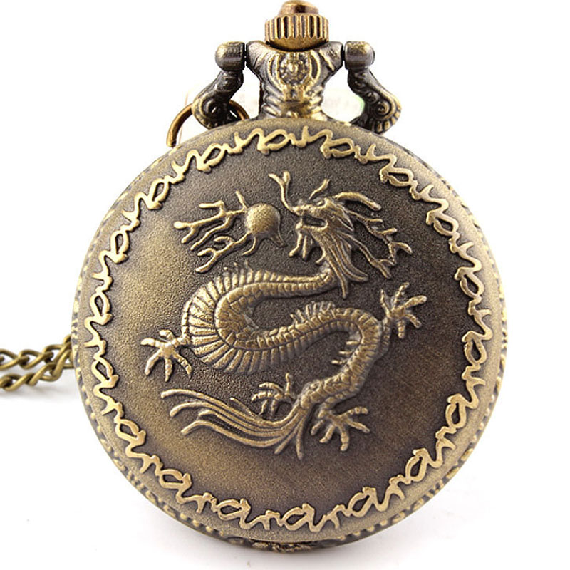 Chinese Zodiac Bronze Dragon Pendant Pocket Watch